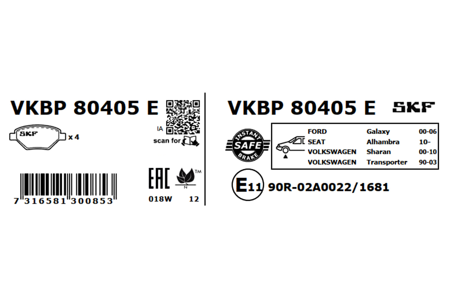 Placute frana SKF VKBP80405E
